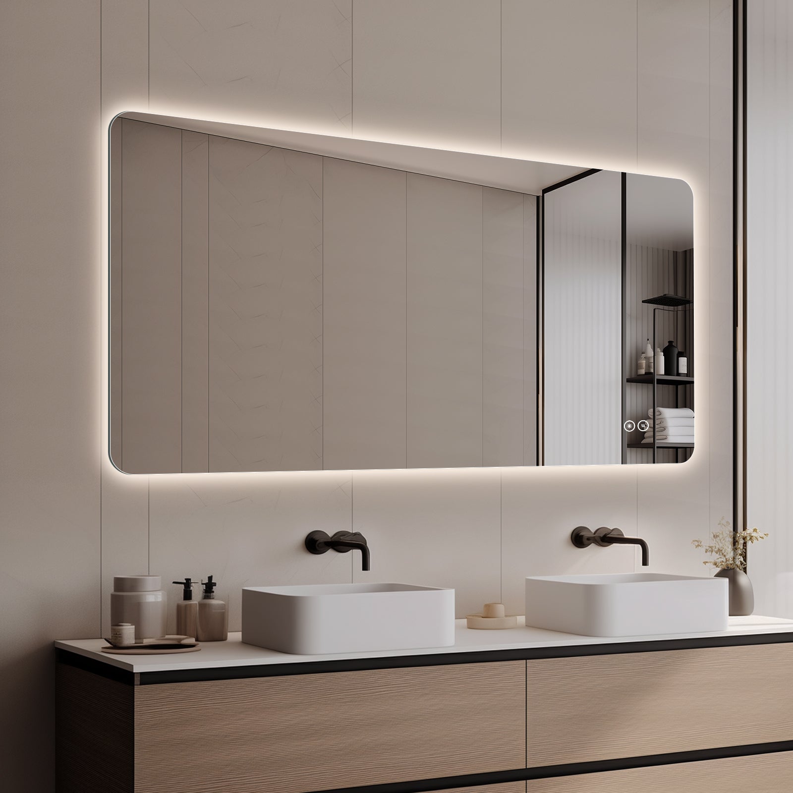 Yishare Rectangular Frameless LED Explosion - Proof and Anti - Fog Wall - Mounted Bathroom Mirror