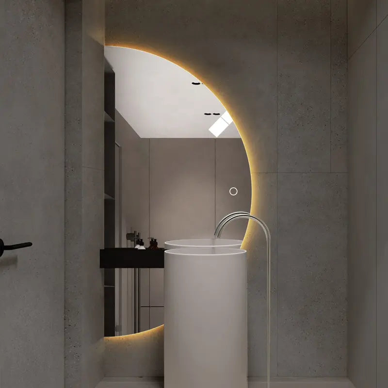 Modern Home Semicircle Decorative Wall Mounted Bathroom Mirror Lighting Backlight Led Smart Mirror For Bathroom