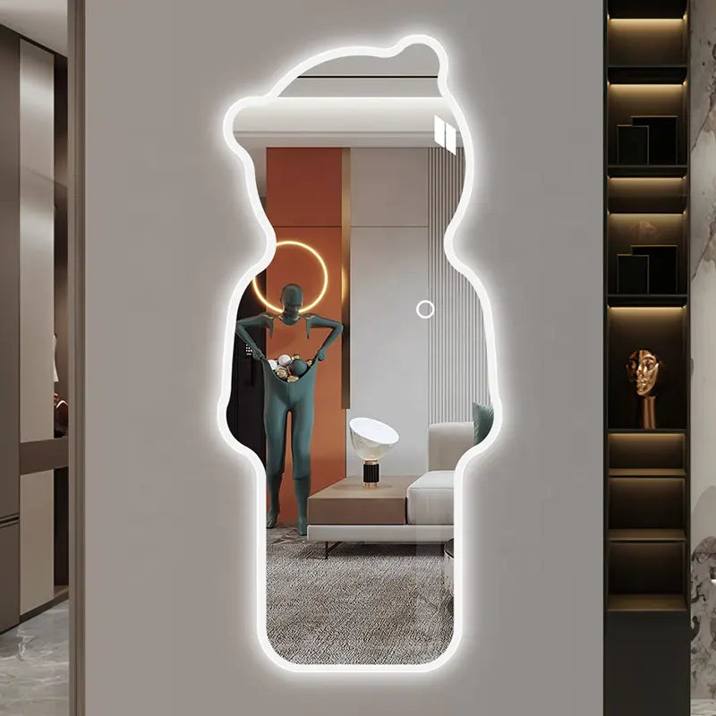 Factory Direct New Design Creative Bear Shaped Smart LED Mirror Full-Length Glass Body Bedroom Walls 5mm Thickness Home Decor