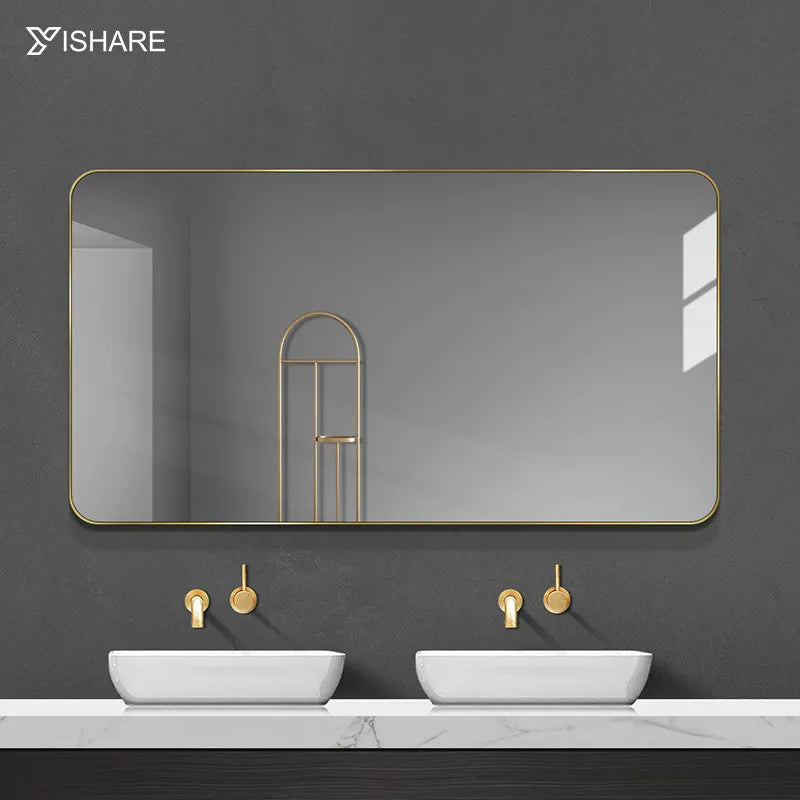 Nordic-Style Home Decorative Bath Mirrors Wall Hanging Stainless Steel Frame Factory Direct Sale Modern Illuminated Bathroom