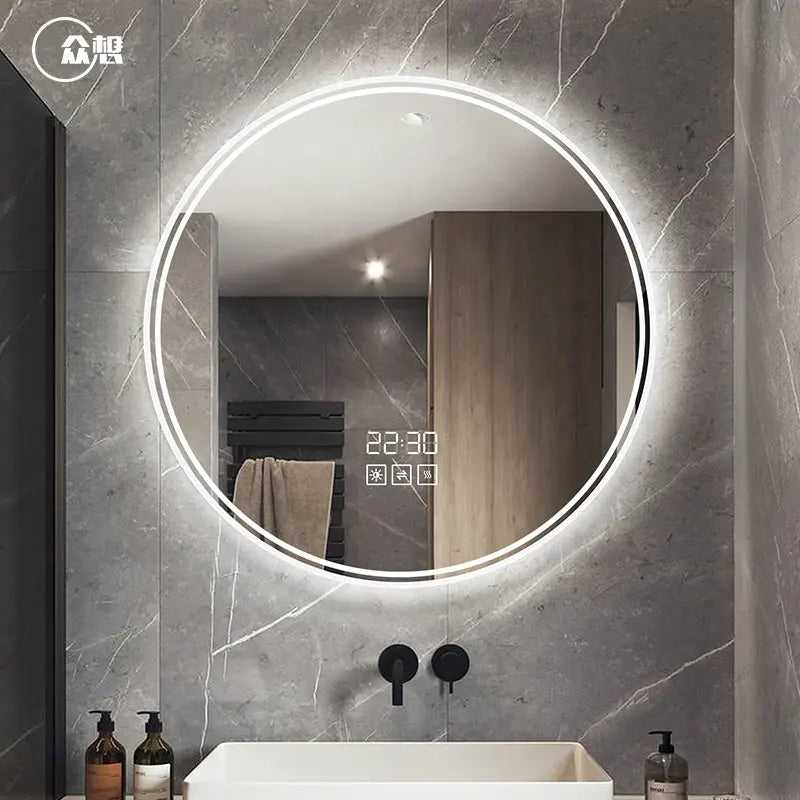 Classic modern round bathroom mirror smart LED lighting backlit transparent mirror on the market classic design modern bathroom mirror