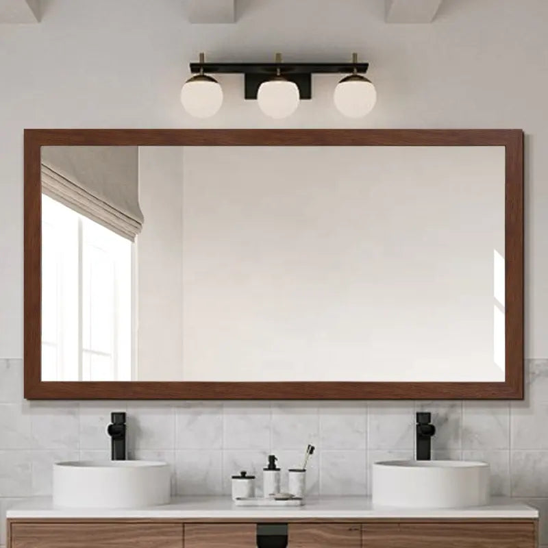 Modern Rectangle PS Wood Framed Decorative Wall Mounted Bathroom Mirror Factory Direct for Home & Hotel Decor
