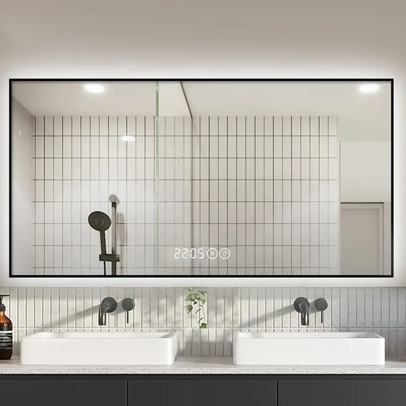 Factory Direct Sell Modern Smart Lighted Espejo Con Luz Luxury Bathroom Mirror with Aluminum Alloy Frame