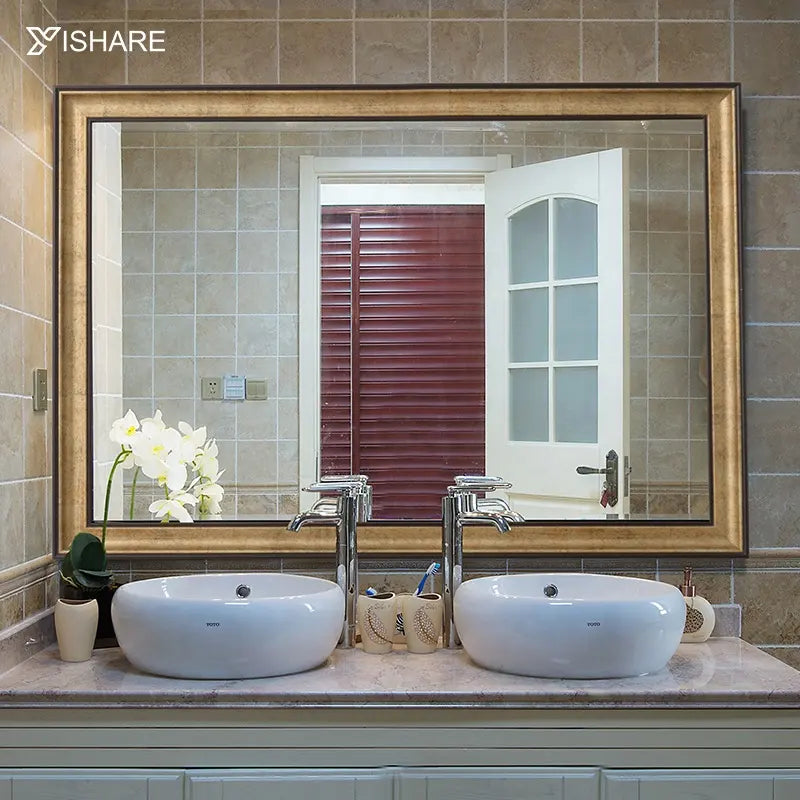 Manufacturer Direct Sale Decor European Style Hotel House Rectangle Large Wall Mirror Framed Bathroom Vanity Mirror