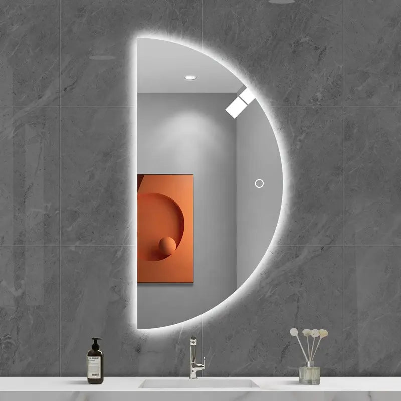 Modern Home Semicircle Decorative Wall Mounted Bathroom Mirror Lighting Backlight Led Smart Mirror For Bathroom