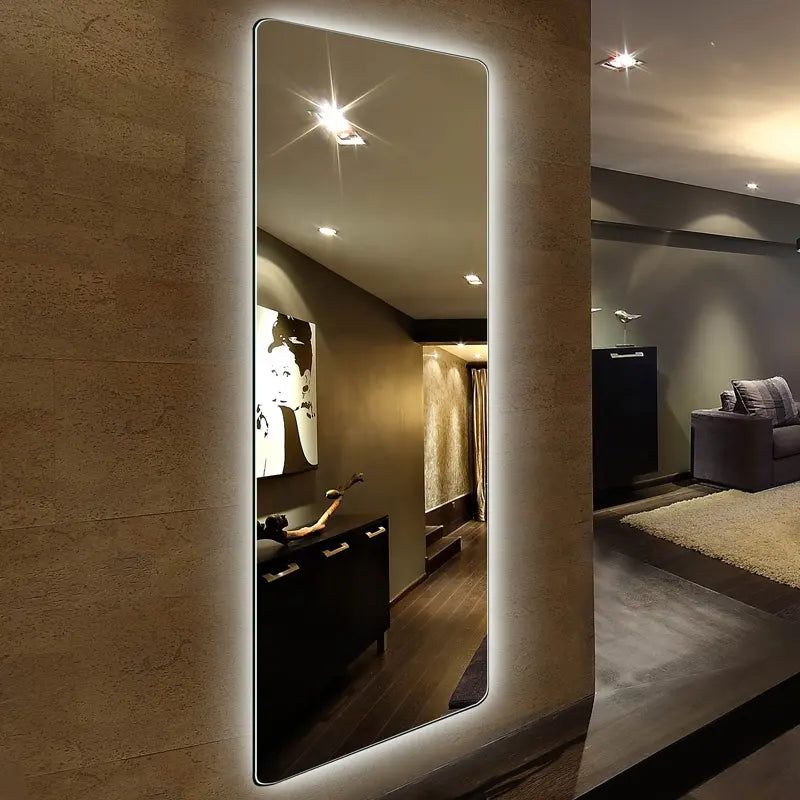 Yishare Factory Price Barber Shop Mirror Decor Touch Sensor Switch Wall Hanging Lighted Smart Led Dressing Mirror with Light