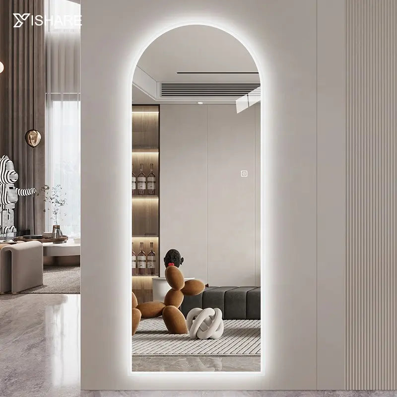 Factory Direct Sell Arched Led Full Length Edge Frameless Contemporary Shape Wall Mirror Full-length Body Floor Mirror