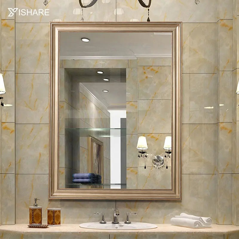 Manufacturer Direct Sale Decor European Style Hotel House Rectangle Large Wall Mirror Framed Bathroom Vanity Mirror