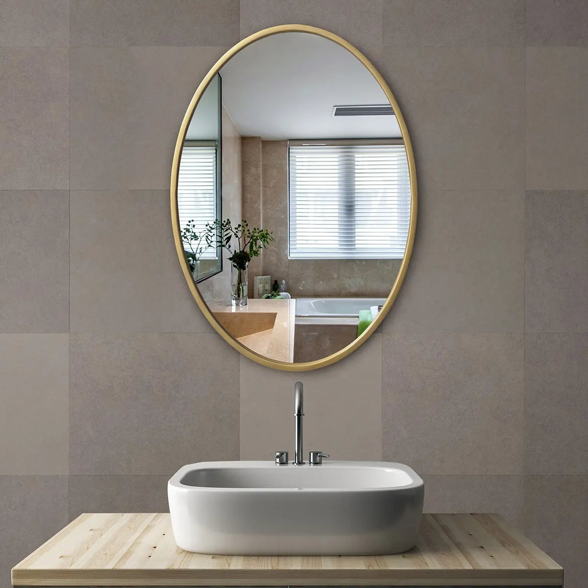 Yishare Modern Indoor Living Room Decorative Oval Black Framed Wall Hanging Mirror for Bedroom for Hotel High Quality Durable