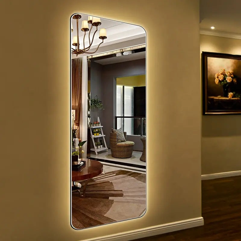 Yishare Factory Price Barber Shop Mirror Decor Touch Sensor Switch Wall Hanging Lighted Smart Led Dressing Mirror with Light