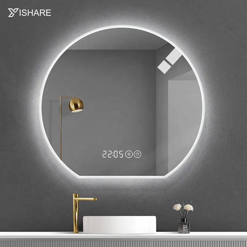 2022 hot sale sandblasting popular design bathroom LED smart backlight hotel decoration smart mirror design