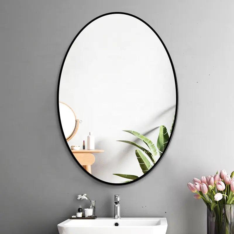 Yishare Modern Indoor Living Room Decorative Oval Black Framed Wall Hanging Mirror for Bedroom for Hotel High Quality Durable
