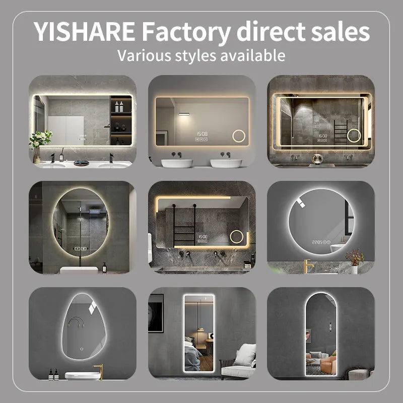 Modern Half Moon Bathroom Vanity with Illuminated Large Mirror Factory Direct Wall Mounted Home Decor for Bedroom for Hotels