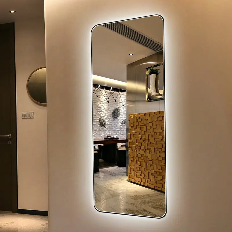 Yishare Factory Price Barber Shop Mirror Decor Touch Sensor Switch Wall Hanging Lighted Smart Led Dressing Mirror with Light