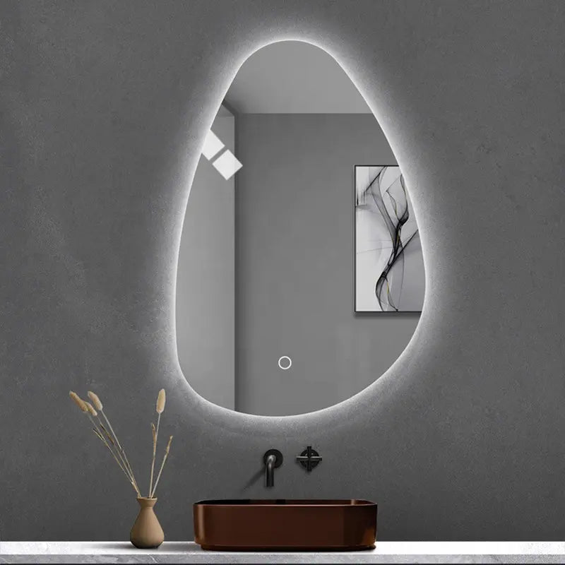 Creative frameless irregular decorative wall mounted bath mirror lighting smart Led mirror for bathroom