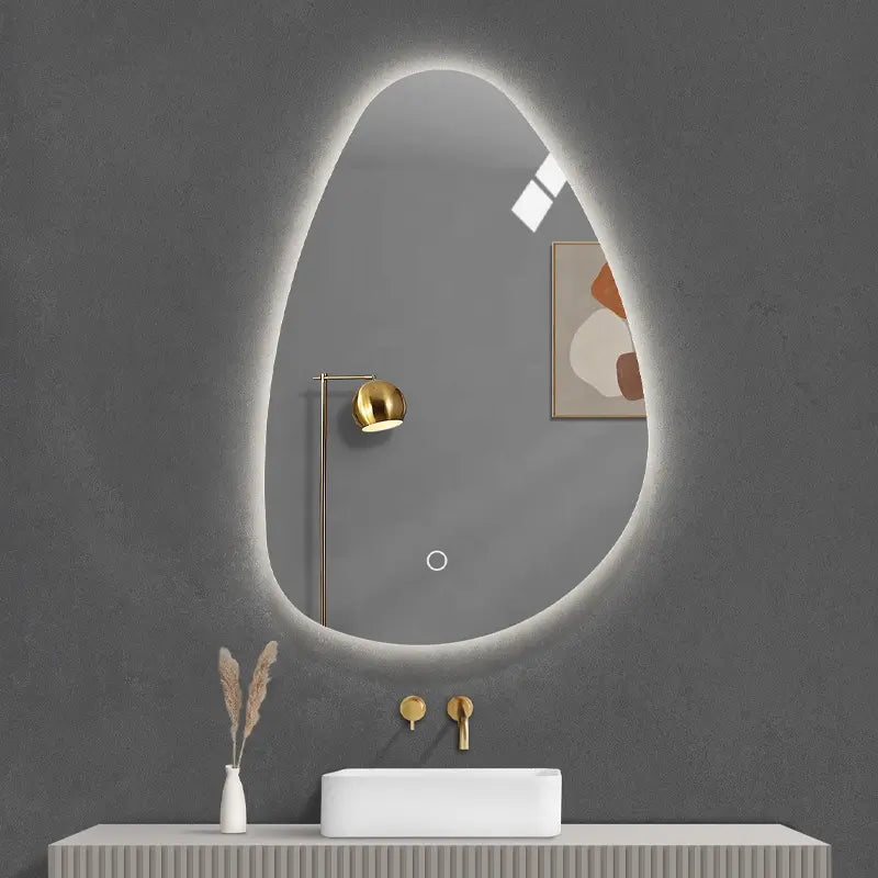 Creative frameless irregular decorative wall mounted bath mirror lighting smart Led mirror for bathroom