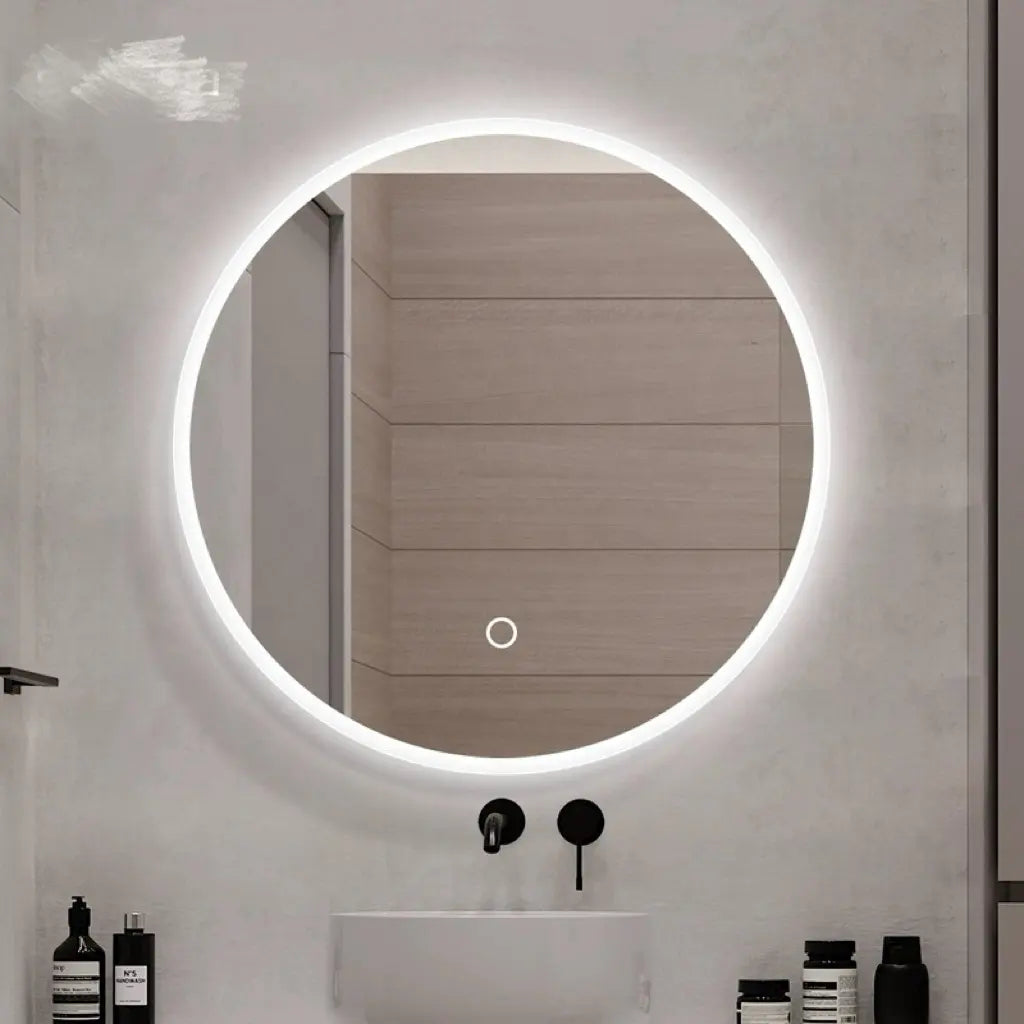 Custom Wholesale Round LED Bath Mirror Modern Smart Touch Sensor Lighting Dressing Table Wall Mount Hotel Home Bathroom Decoration