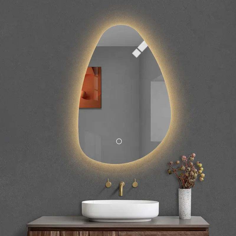 Creative frameless irregular decorative wall mounted bath mirror lighting smart Led mirror for bathroom