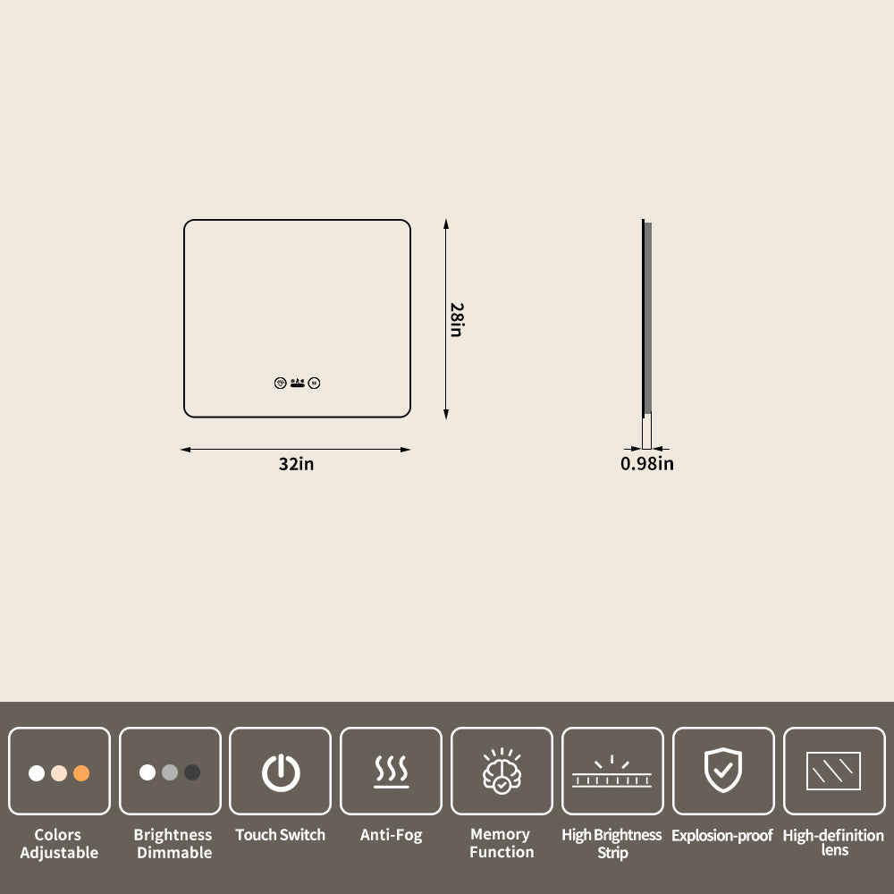 Yishare Rectangular Frameless Defogging Explosion-Proof Radar-Sensing Bathroom Mirror