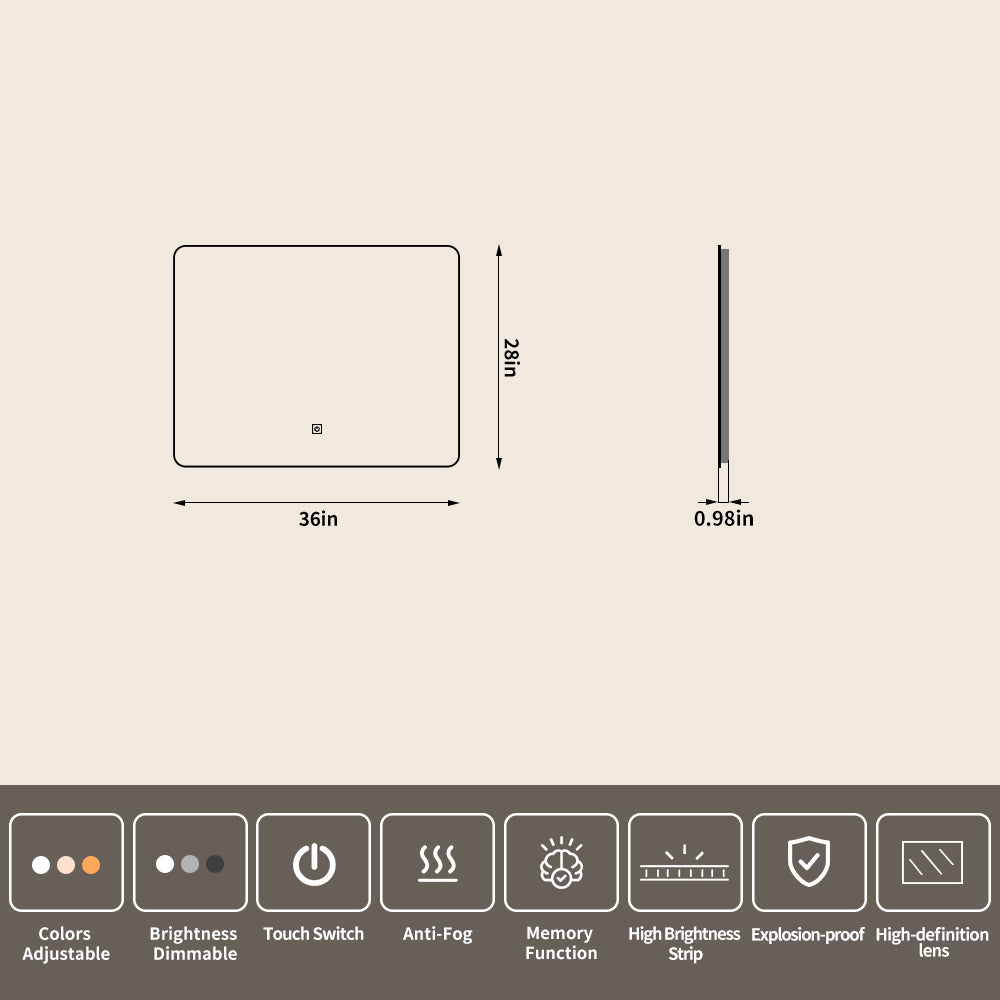 Yishare Rectangular Frameless Defogging Explosion-Proof Radar-Sensing Bathroom Mirror