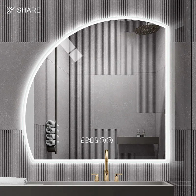 2022 hot selling factory direct sale creative irregular shape semicircular makeup Led mirror