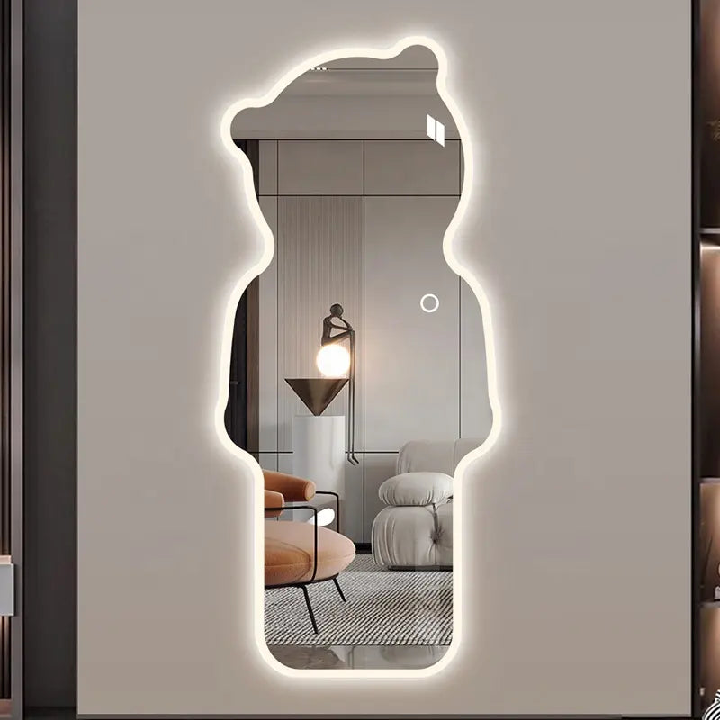 Factory Direct New Design Creative Bear Shaped Smart LED Mirror Full-Length Glass Body Bedroom Walls 5mm Thickness Home Decor