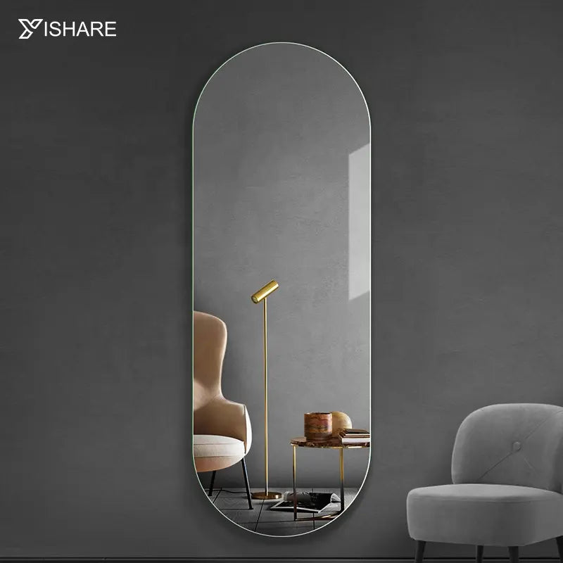 Yishare Factory Direct Sale Cheap Large Dressing Rimless Big Long Mirror for Bedroom 5MM Silver Mirror Full Length Body Mirror