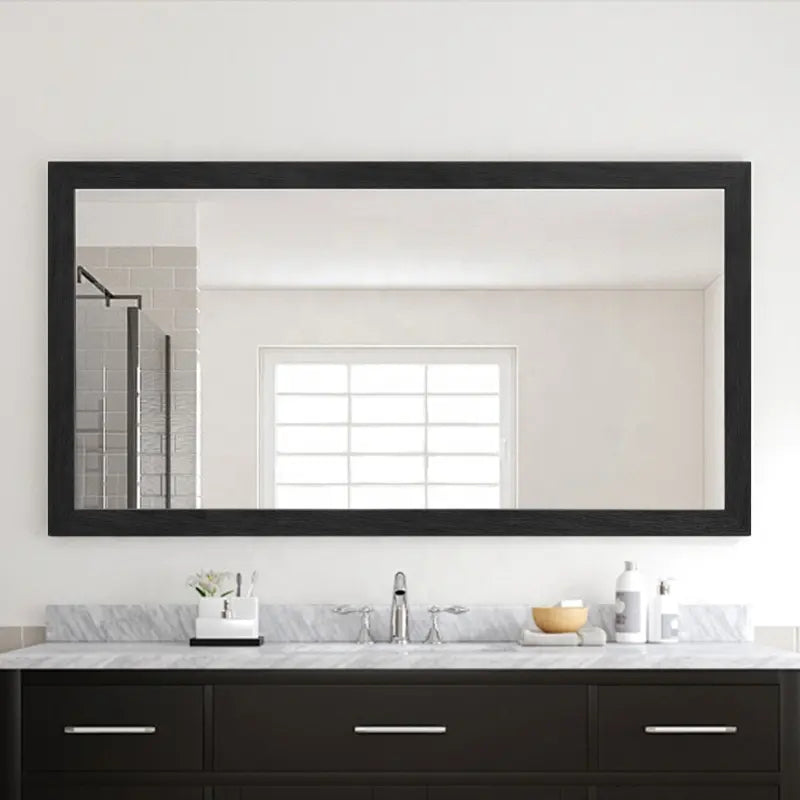 Modern Rectangle PS Wood Framed Decorative Wall Mounted Bathroom Mirror Factory Direct for Home & Hotel Decor