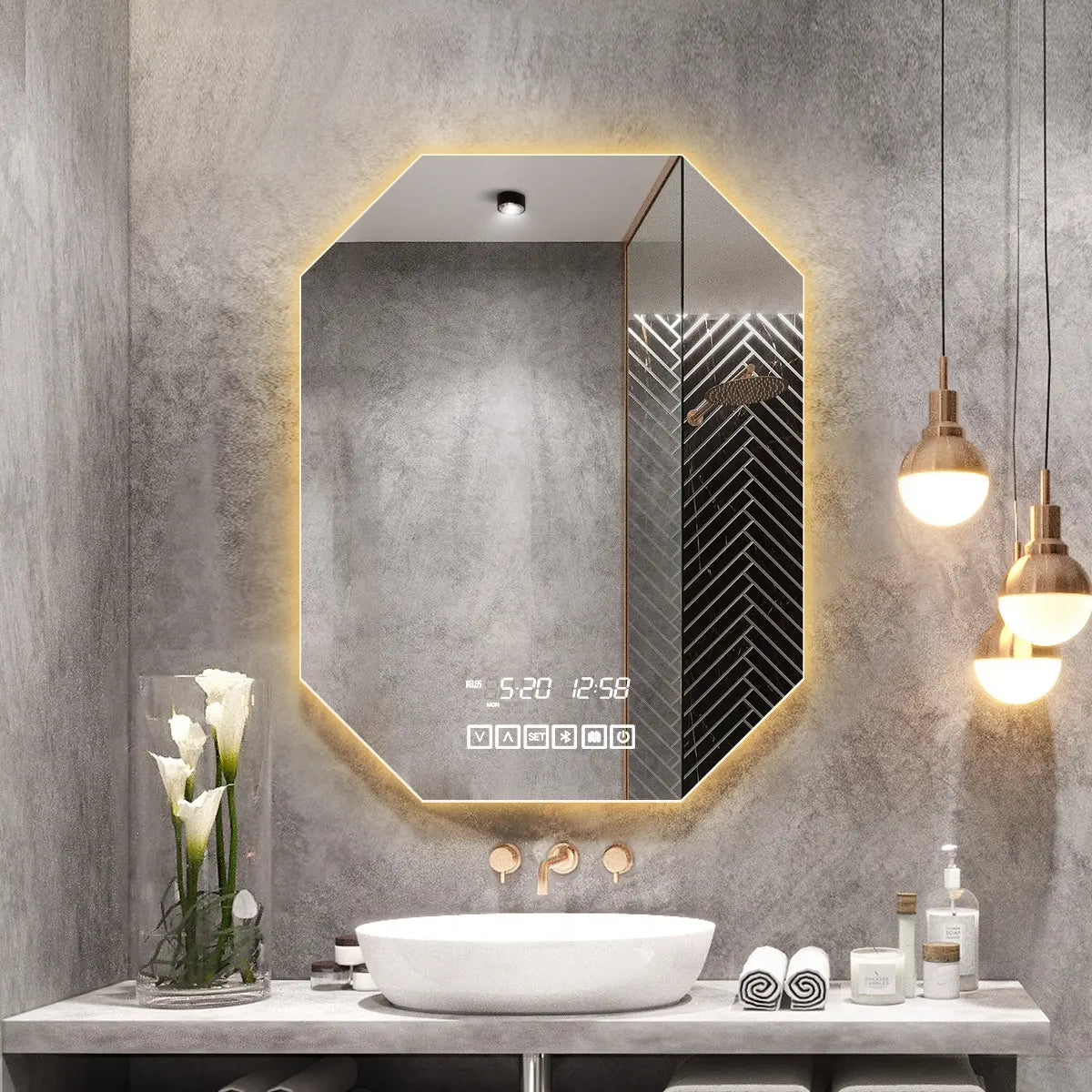 Yishaer Smart LED Bathroom Mirror New Wall Mount Decorative Frameless Modern Dimmable Adjustable Light Makeup Lighting Bathtub