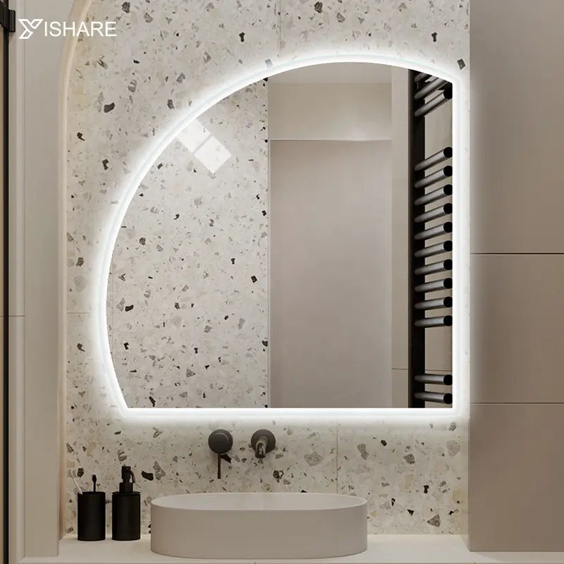 2022 hot selling factory direct sale creative irregular shape semicircular makeup Led mirror