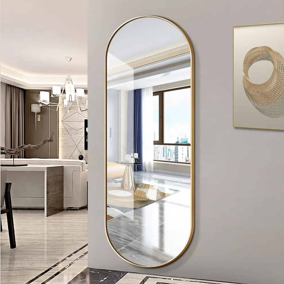 Aluminum Alloy Full-Body Dressing Large Oval Illuminated Graphic Design for Living Room Bedroom Bathroom Decorative Solution