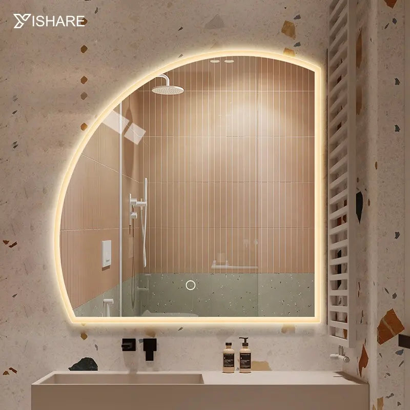 2022 hot selling factory direct sale creative irregular shape semicircular makeup Led mirror