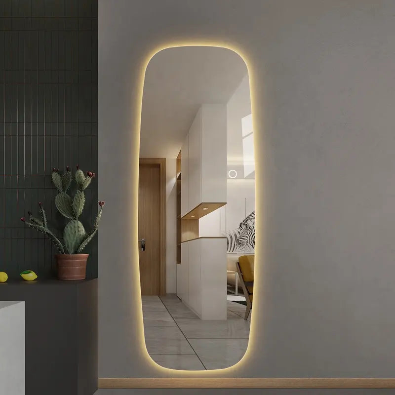 High Standard Customizable Modern LED Wall Mounted Decorative Frameless Backlit Dressing Mirrors Smart Illuminated Home Use