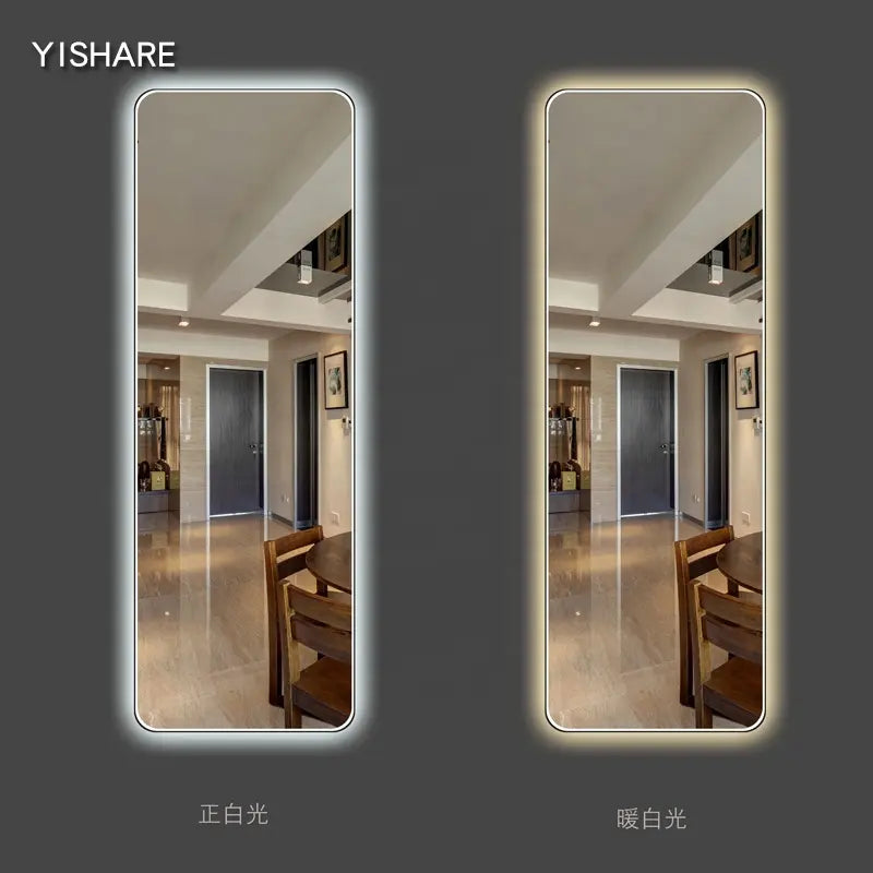 Yishare New Design Barber Shop Mirror Home Decor Touch Sensor Switch Wall Hanging Lighted Smart Led Dressing Mirror with Light