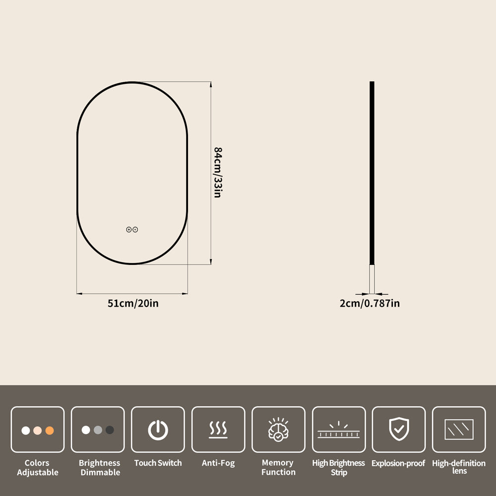 Yishare Obround Framed High-Definition Explosion-Proof Full-Length Mirror