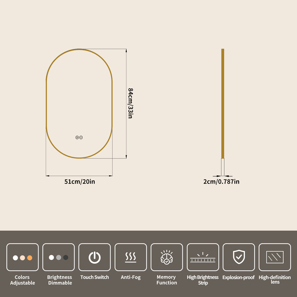 Yishare Obround Framed High-Definition Explosion-Proof Full-Length Mirror