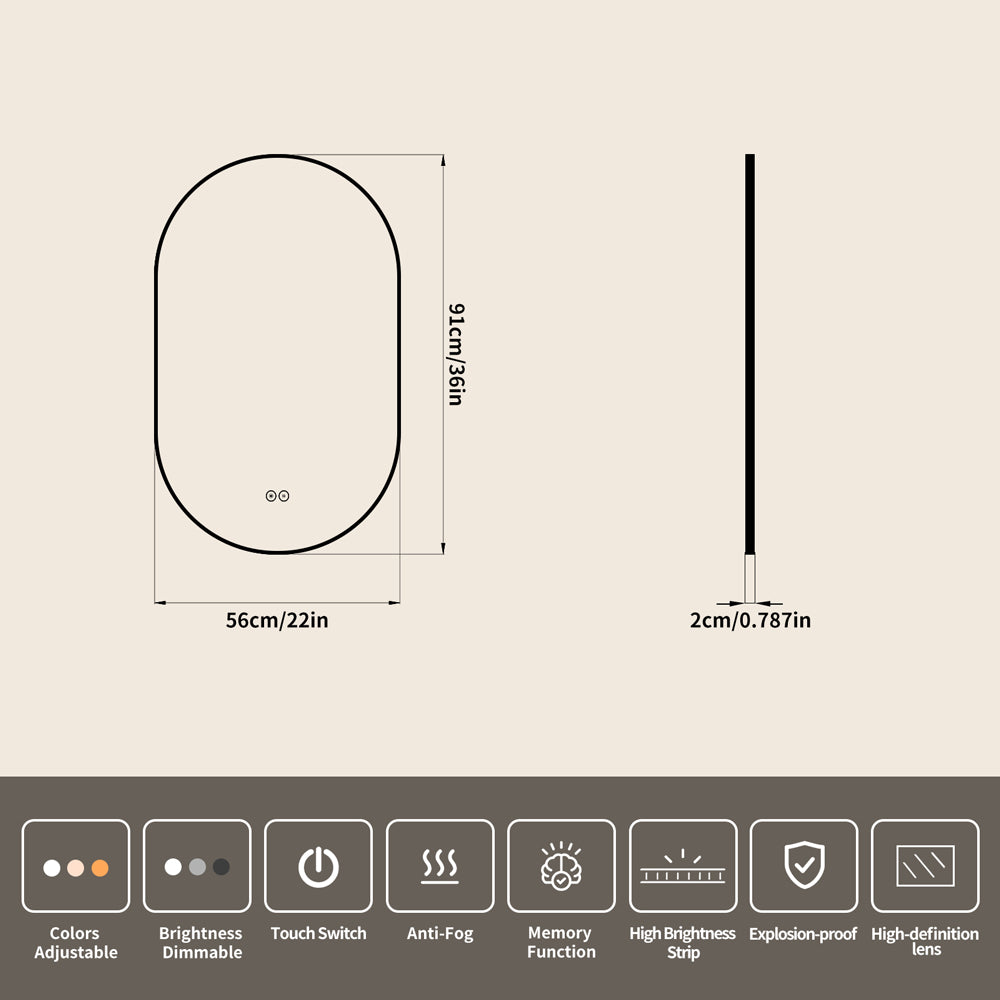 Yishare Obround Framed High-Definition Explosion-Proof Full-Length Mirror