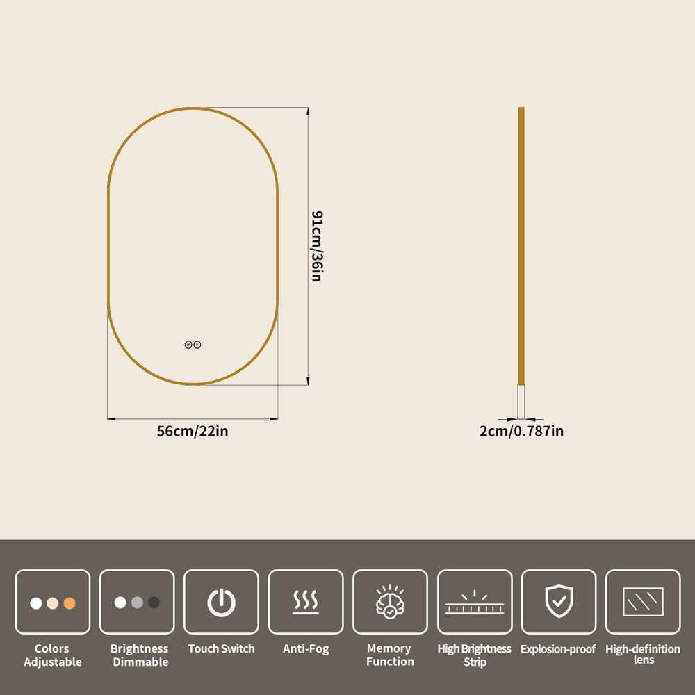 Yishare Obround Framed High-Definition Explosion-Proof Full-Length Mirror