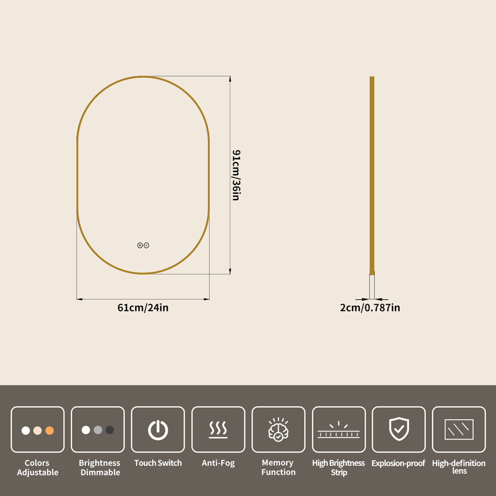 Yishare Obround Framed High-Definition Explosion-Proof Full-Length Mirror