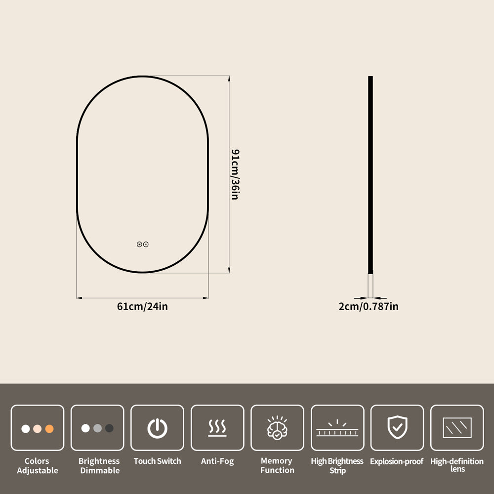 Yishare Obround Framed High-Definition Explosion-Proof Full-Length Mirror