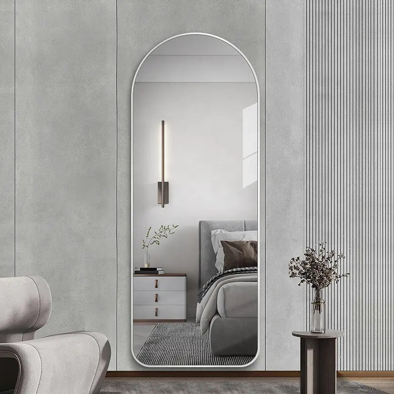 Modern Full Body Mirror for Bedroom Wall Hanging Elegant Design with Aluminium Alloy Frame Arched Dressing Decorative Usage
