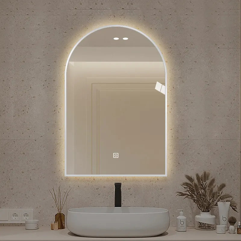 Modern Intelligent LED Rectangle Vanity Mirror Waterproof Arched Dressing Table Illuminated Washbasin Modern Bathroom Mirror