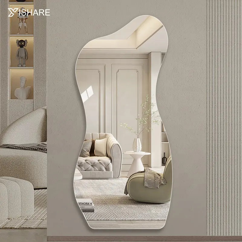 Factory Direct Modern Dressing Full Length Wall Large Mirror Irregular Decorative Frameless Design Glass for Home Decor Hallway