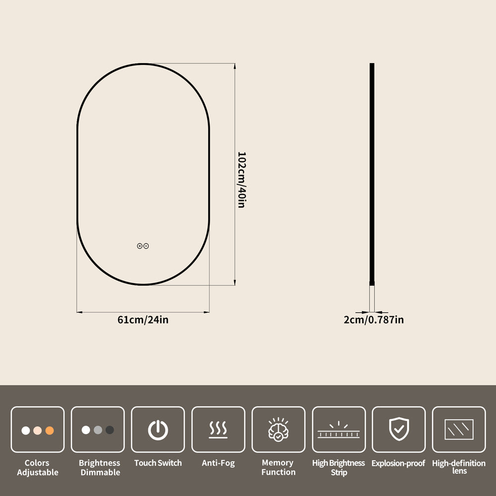 Yishare Obround Framed High-Definition Explosion-Proof Full-Length Mirror