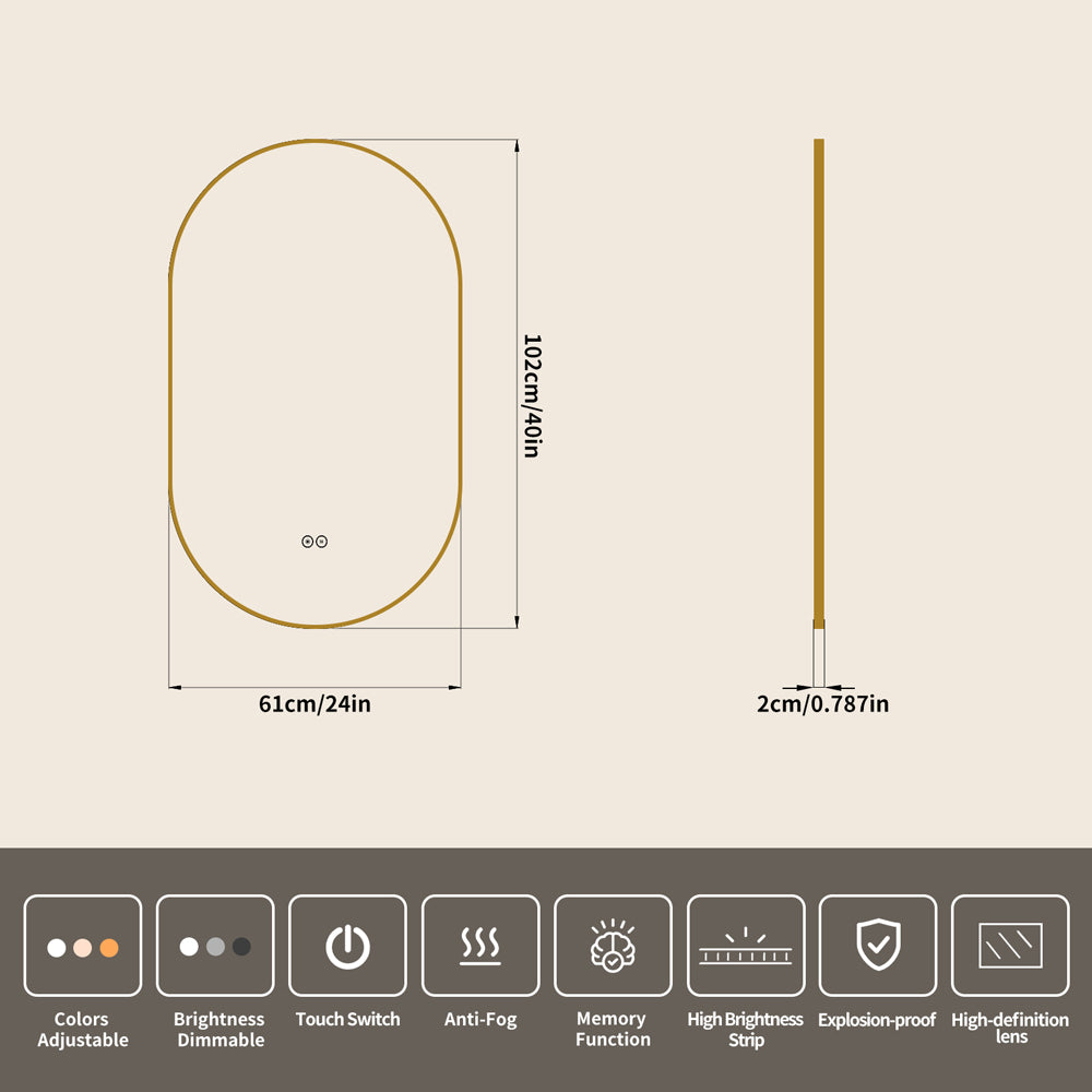 Yishare Obround Framed High-Definition Explosion-Proof Full-Length Mirror