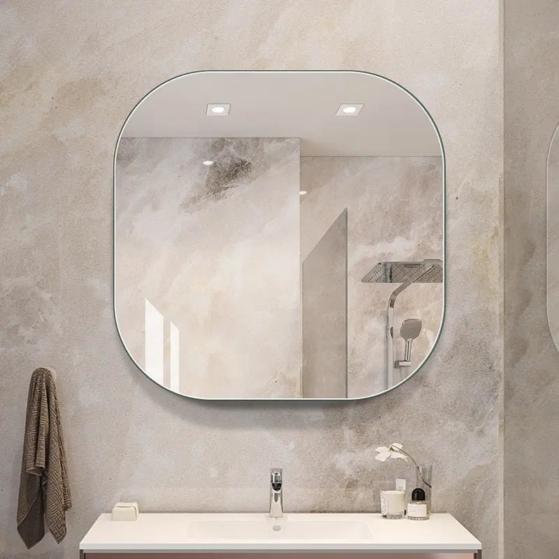 Modern Square Frameless Illuminated Bathroom Vanity Wall Mirror Wall Mounted for Bedroom Living Room Dorm Decor for Hotels