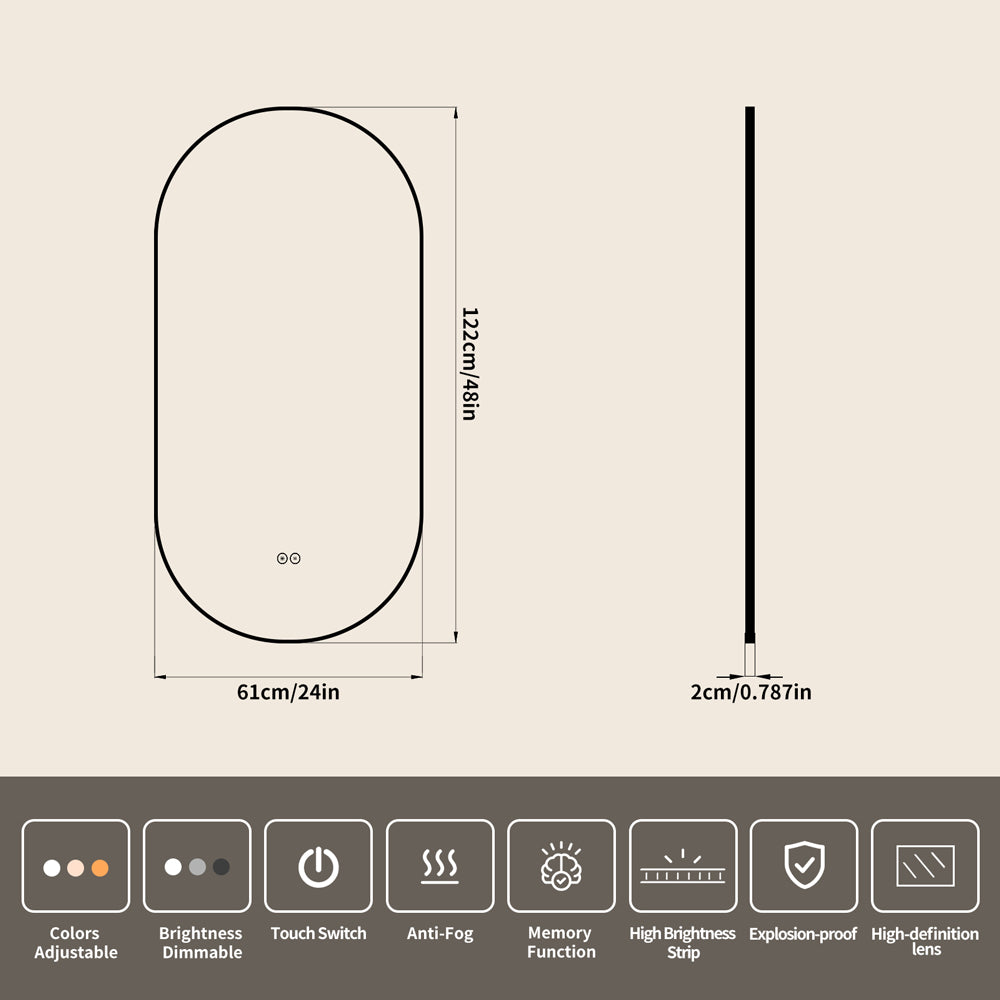 Yishare Obround Framed High-Definition Explosion-Proof Full-Length Mirror