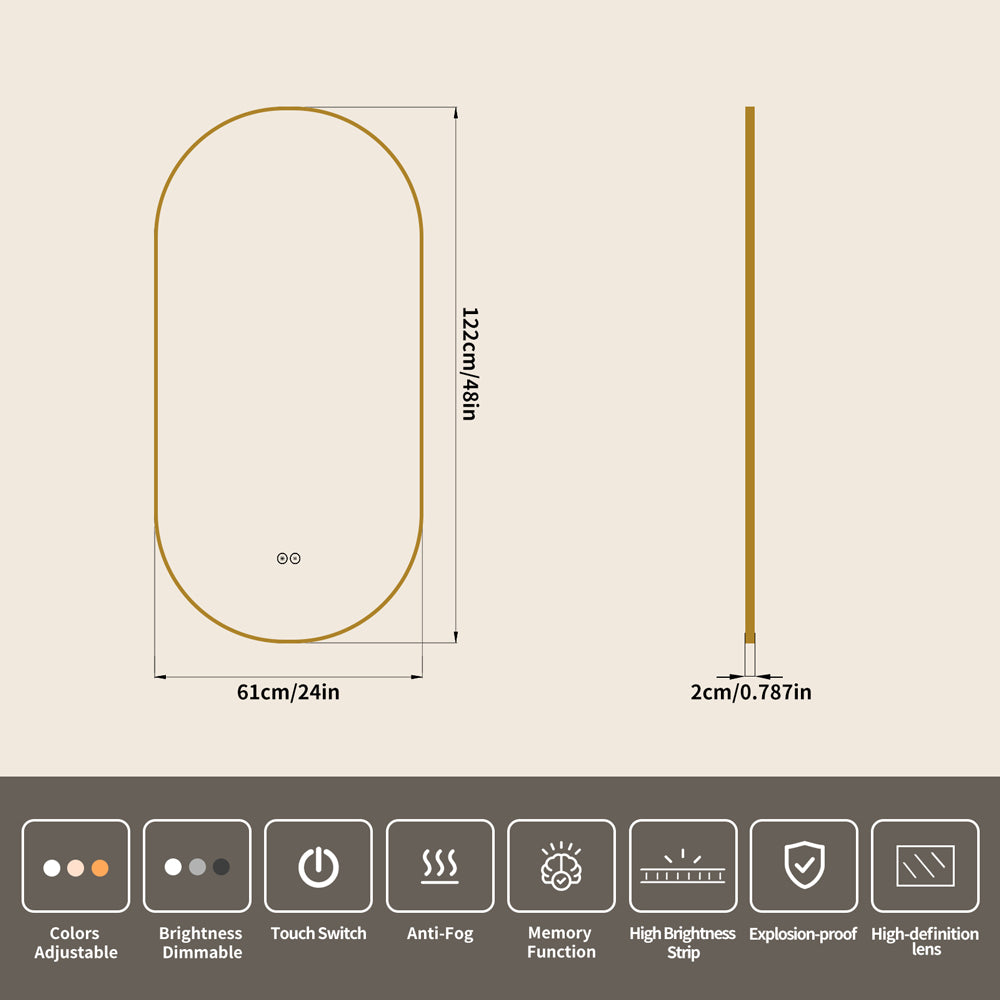 Yishare Obround Framed High-Definition Explosion-Proof Full-Length Mirror