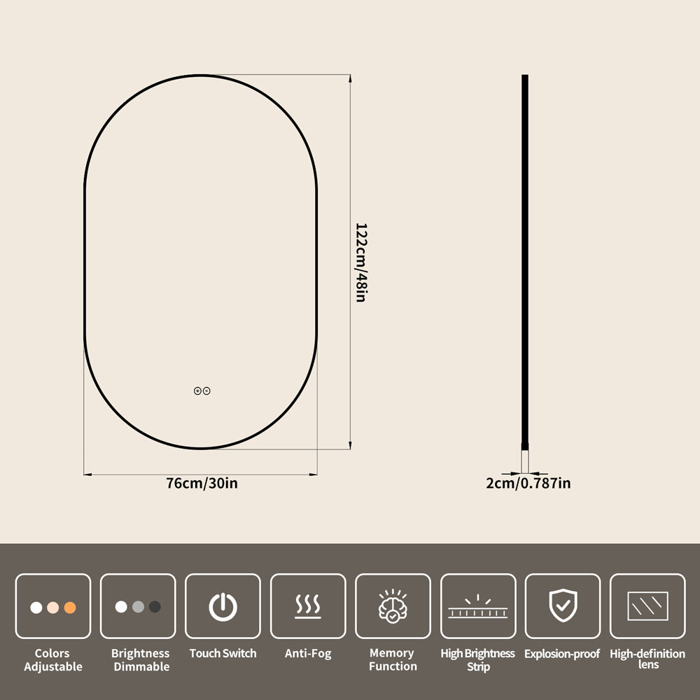 Yishare Obround Framed High-Definition Explosion-Proof Full-Length Mirror