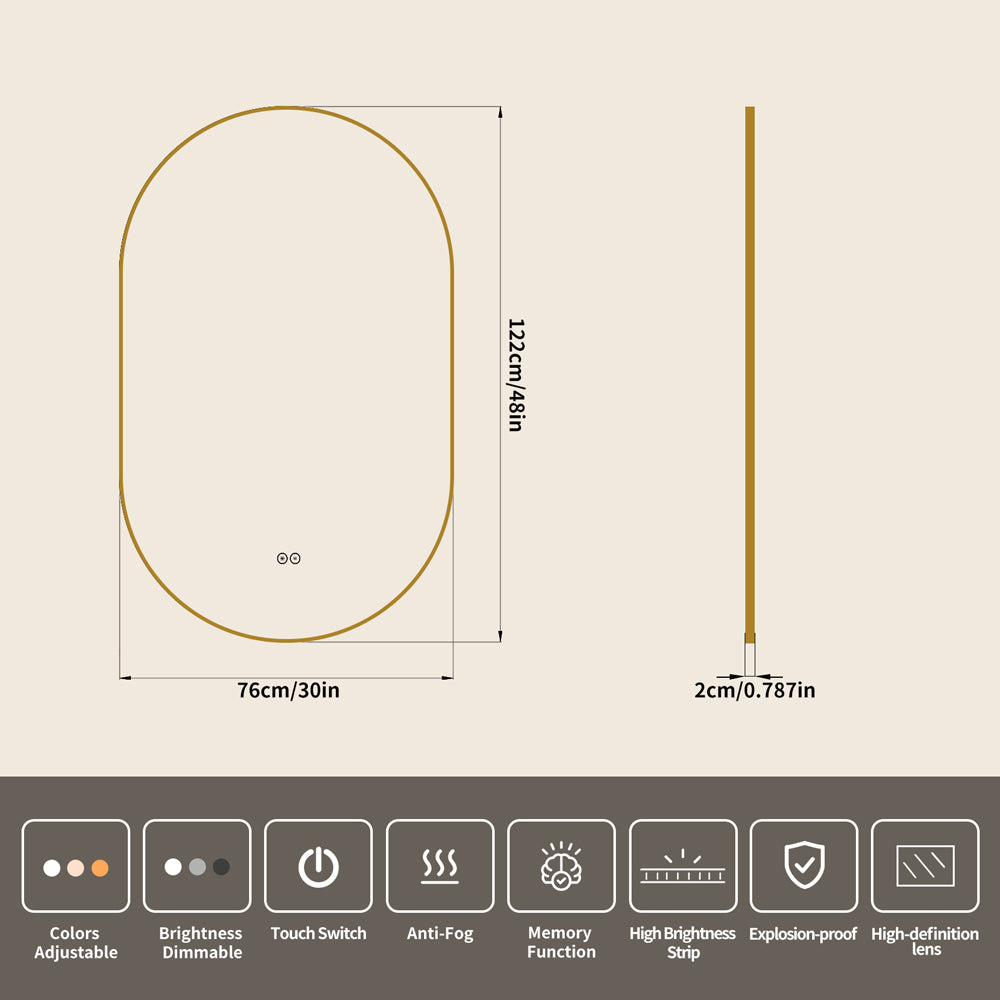 Yishare Obround Framed High-Definition Explosion-Proof Full-Length Mirror
